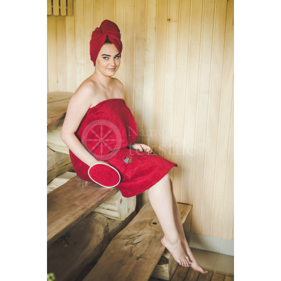 Cotton women's sauna apron ,,Burgundy"